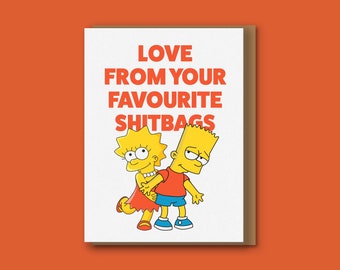 The Simpsons / Bart / Lisa Simpson - 90’s Cartoon TV - Alternative Mum / Dad birthday card - Father’s Day gift - Siblings card - From both