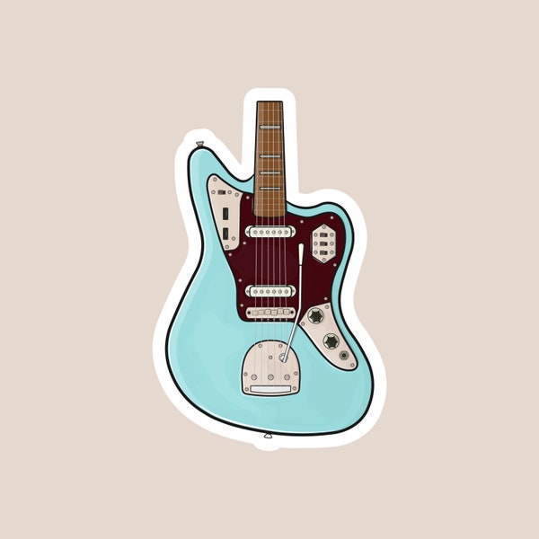 Gitaarsticker - Fender Jaguar gitaar - Gitarist - Punk rock Indie band - Muzikant - Laptop Telefoon Gitaar Vinyl stickers - Coole stickers