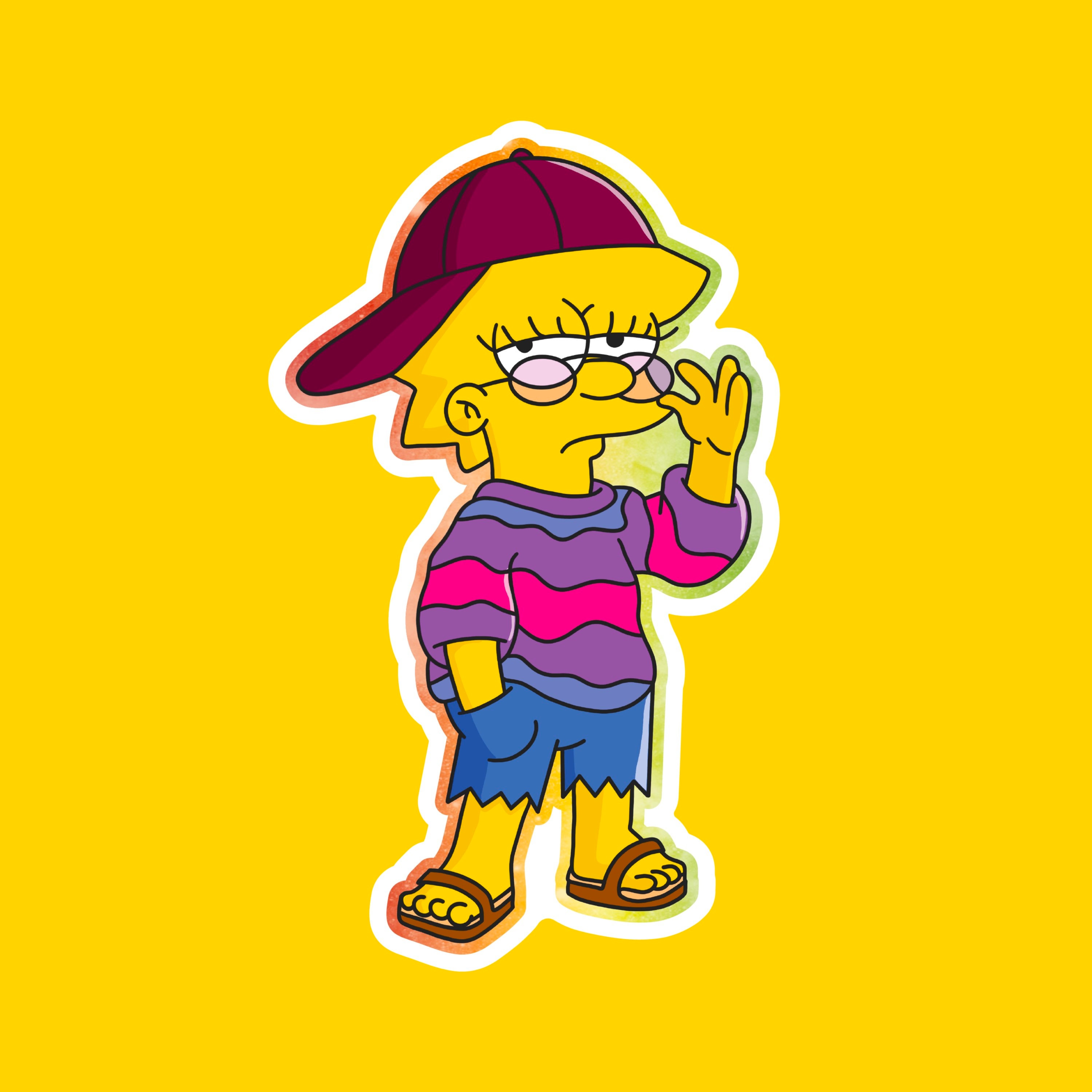 Hippy Lisa Sticker Lisa Simpson the Simpsons Peace Hippy Cool