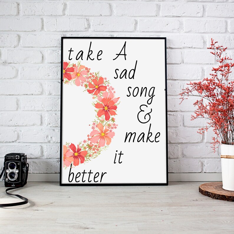 Set of 5 Wall art The Beatles lyrics Printable Wall decor Etsy
