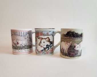 Vintage Otagiri pig mugs, set of 3 mismatch mugs