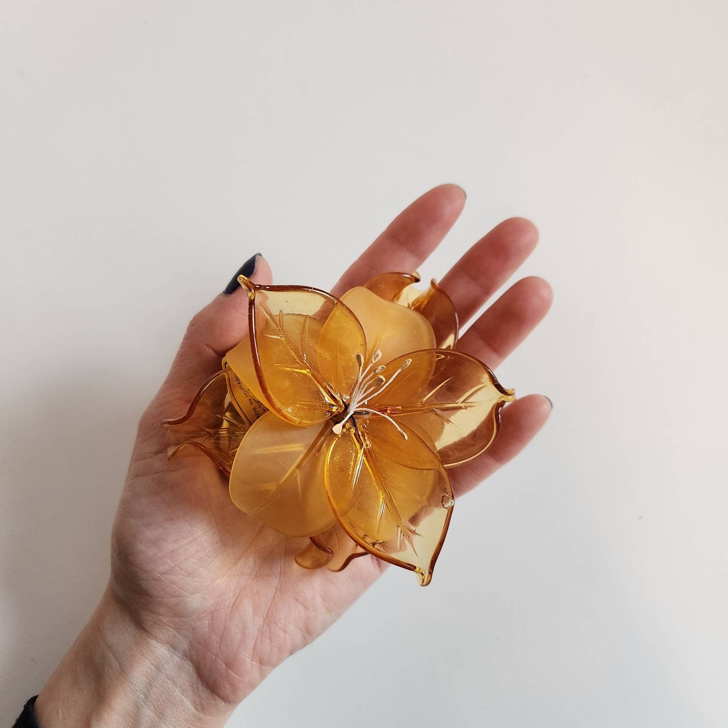 Murano Amber Glass Flower Made in Italy Etsy