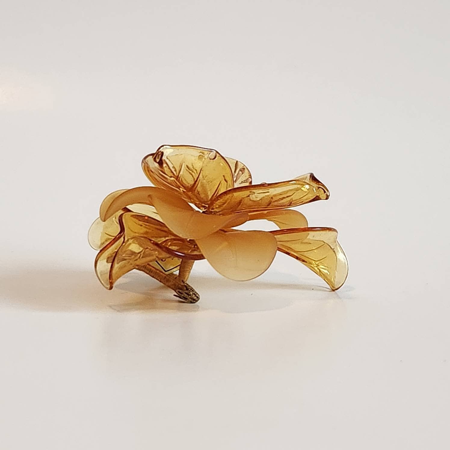 Murano Amber Glass Flower Made in Italy Etsy