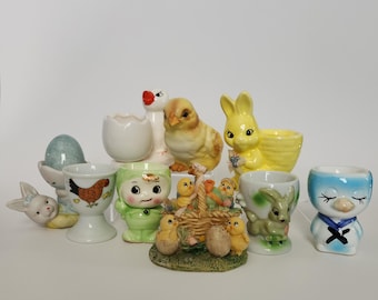 Vintage Egg cups chickens, chicks, roosters and animals Made in Japan