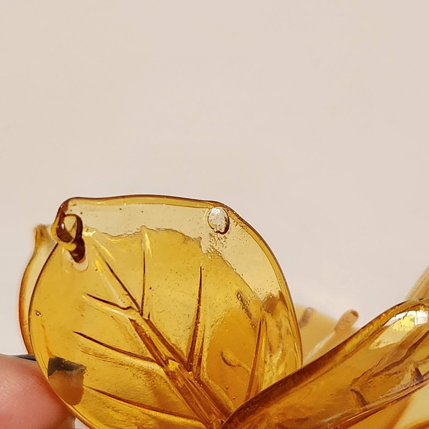 Murano Amber Glass Flower Made in Italy Etsy