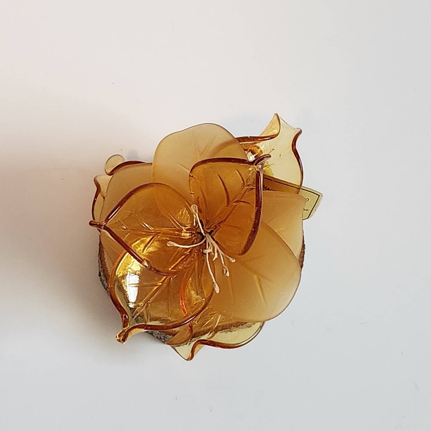 Murano Amber Glass Flower Made in Italy Etsy