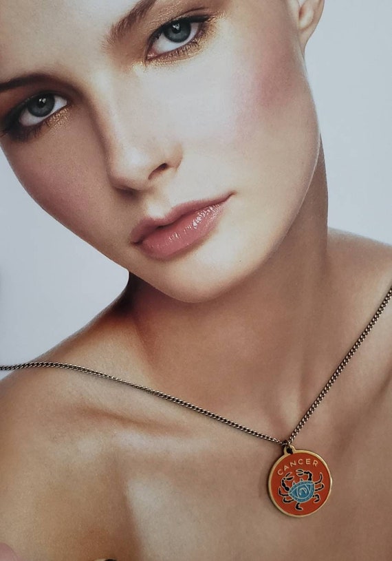 Retro Astrology Pendant Necklace and 
