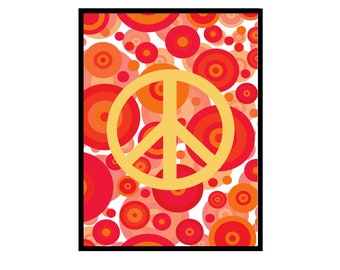 Psychedelic Peace Sign Poster • 60's Funky Home Decor
