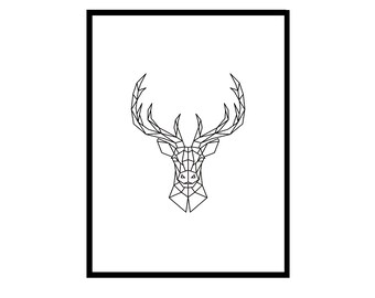 Geometric Stag Print • Modern Nordic Wall Art