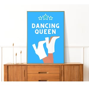 Dancing Queen Quote Print, Wall Art, Abba inspired Decor, Blue Decor, Poster Print