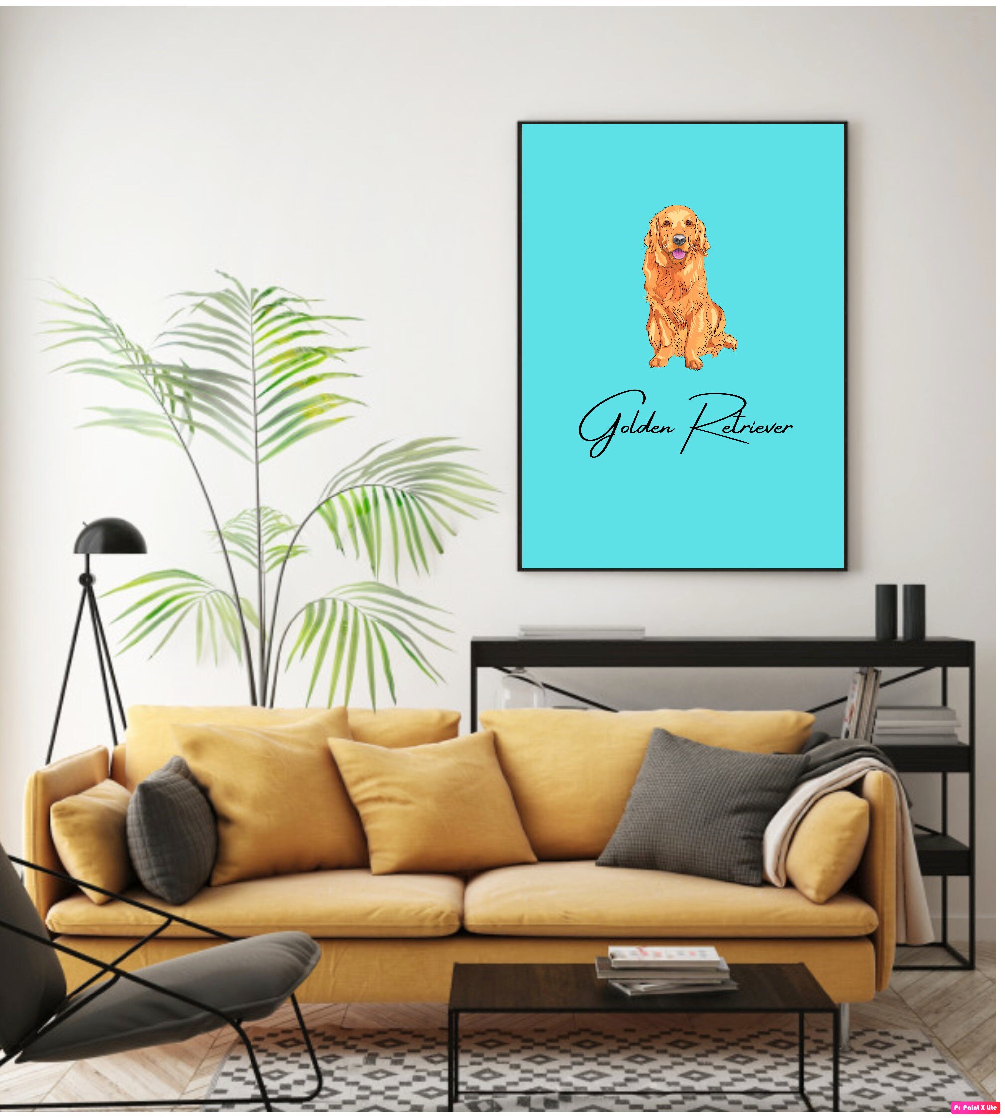 Golden Retriever Dog Print Wall Art Home Decor Minimalist Etsy UK