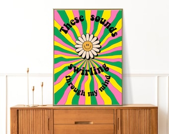 90er Jahre Retro Groovy Musiktexte Poster, Retro 90s Wandkunst