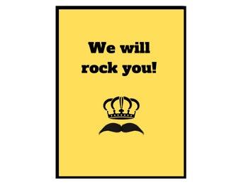 We Will Rock You Wall Art • Minimalist Sign • Queen • Home Decor • Wall Hanging • A2 A3 A4 A5 • Poster Print • Freddie Mercury