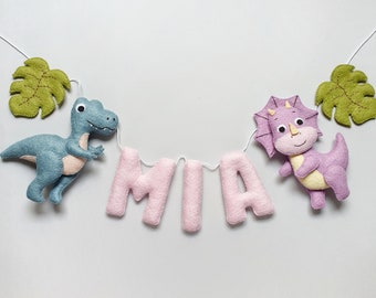 Personalized Dinosaur Felt Name Garland, Nursery Decor