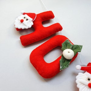 Christmas felt garland, Christmas wall hanging, Santa, Ho Ho Ho, Wall hanging, Festive decoration image 6