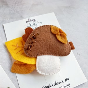 Fall felt hair clips or with mushrooms, Amanita, Felt fly-agaric, Toadstool barrette image 2