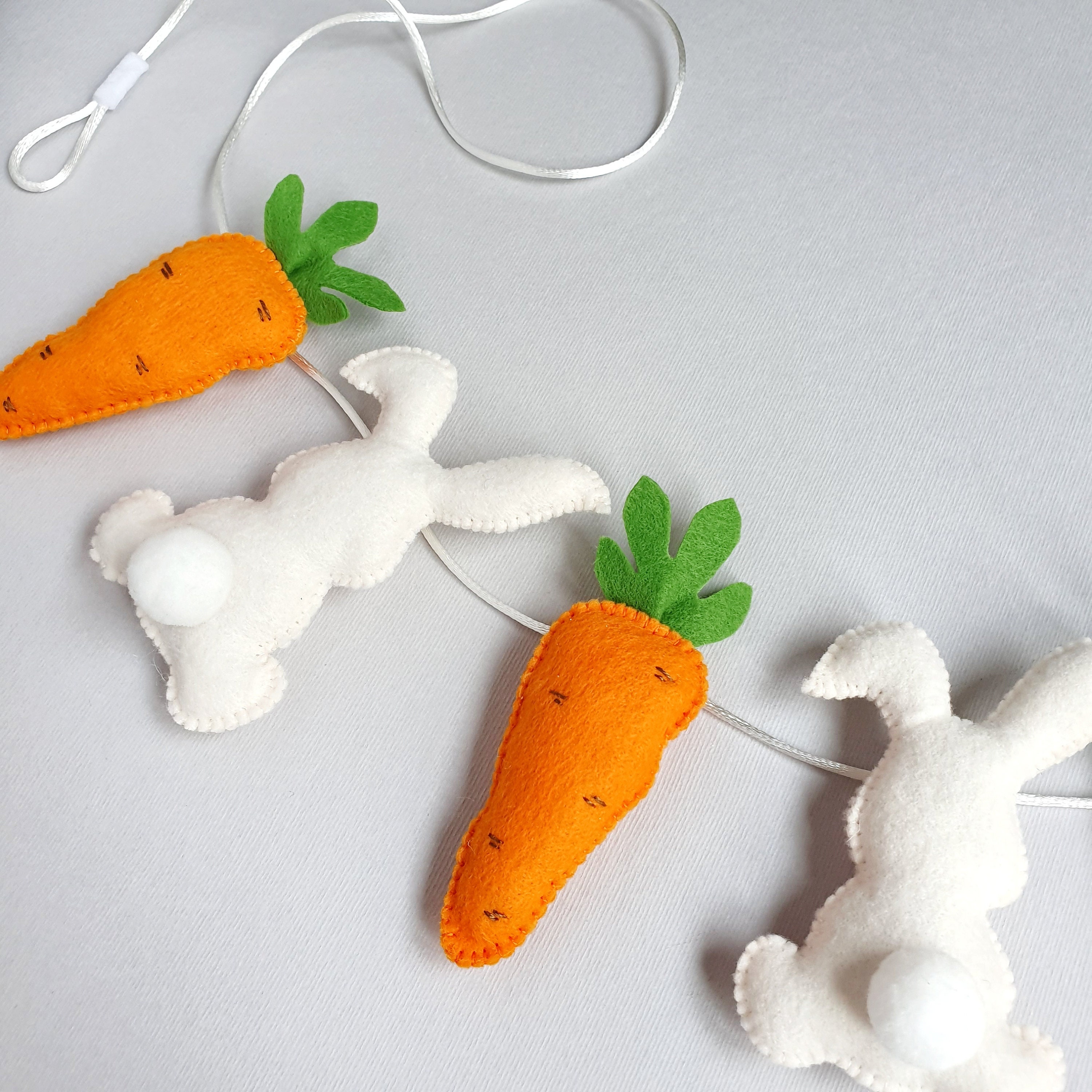 Easter Bunny and Carrot Garland, Felt Easter Garland, Rabbit Decor ...