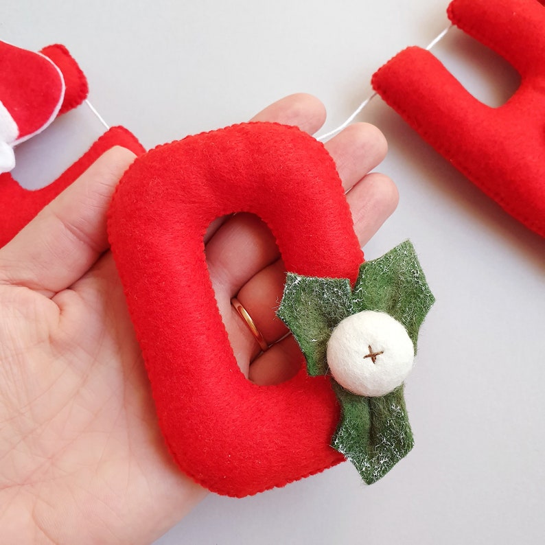 Christmas felt garland, Christmas wall hanging, Santa, Ho Ho Ho, Wall hanging, Festive decoration image 5