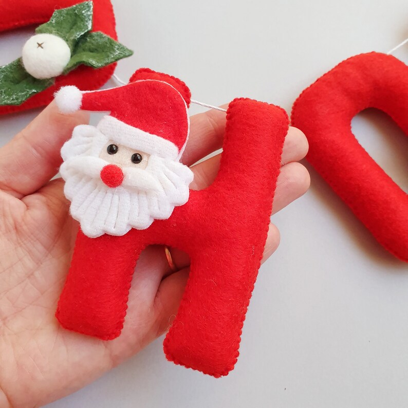 Christmas felt garland, Christmas wall hanging, Santa, Ho Ho Ho, Wall hanging, Festive decoration image 4