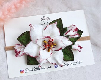 Handmade Felt Magnolia Flower Headband, Baby Photo Prop