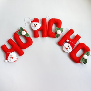 Christmas felt garland HO-HO-HO, Christmas wall hanging, Santa banner, Wall hanging, Festive decoration, Christmas room decor image 6