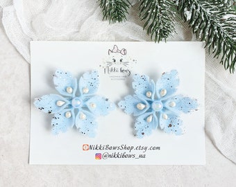 Sneeuwvlok vilten haar clips, Winter accessoires, Kerstmis hoofddeksel, Baby meisje cadeau, Kerst kostuum