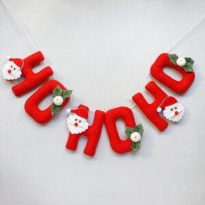 Christmas felt garland, Christmas wall hanging, Santa, Ho Ho Ho, Wall hanging, Festive decoration image 7