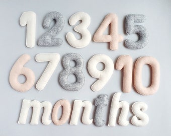 Felt baby milestone numbers, Baby bump numbers, Pregnancy gift, Baby shower gift, Countdown Numbers, Baby month tracker, Monthly photo props