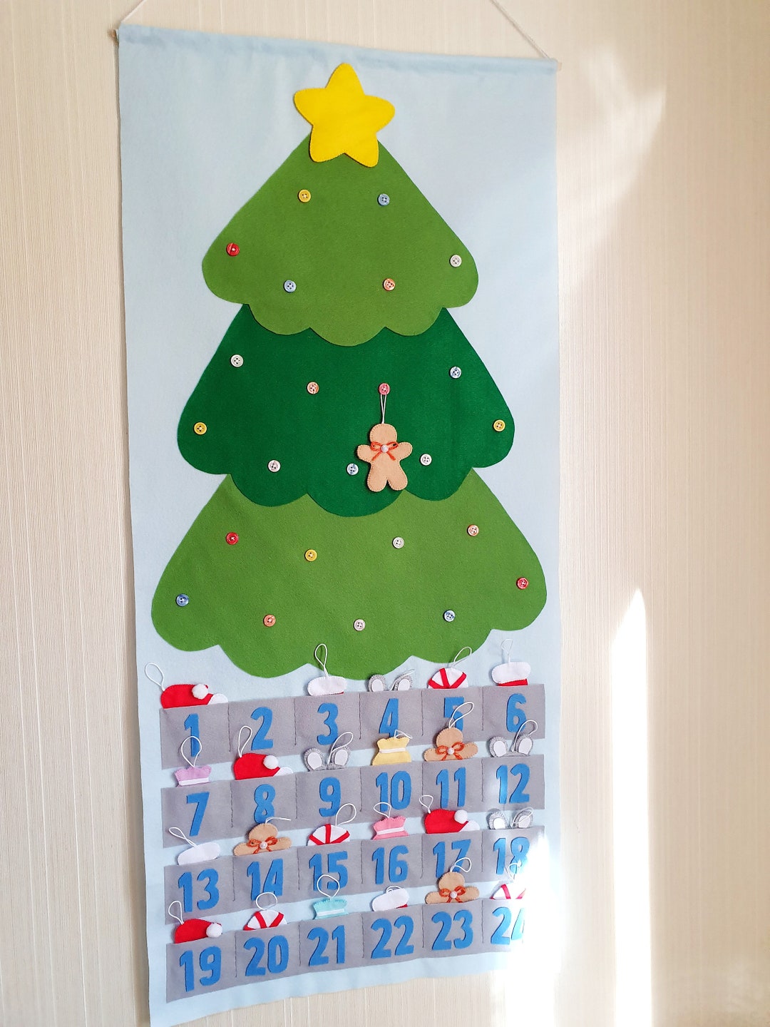 Christmas Tree Felt Advent Calendar Felt Wall Mat With 24 Etsy