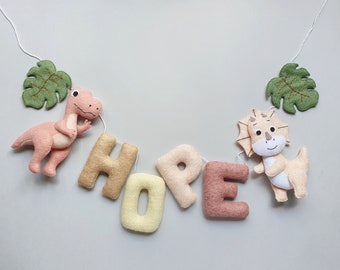 Dinosaurier Girlande aus Filz, Dinosaurier Girlande, Filzgirlande, Jurassic Dinosaurier Dekoration, Dino Geburtstag, Dinosaurier Girlande