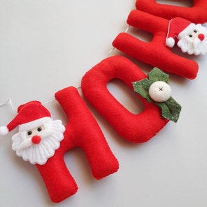 Christmas felt garland, Christmas wall hanging, Santa, Ho Ho Ho, Wall hanging, Festive decoration image 1