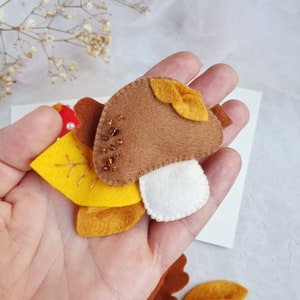 Fall felt hair clips or with mushrooms, Amanita, Felt fly-agaric, Toadstool barrette image 1