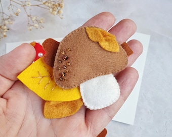 Fall felt hair clips or with mushrooms, Amanita, Felt fly-agaric, Toadstool barrette