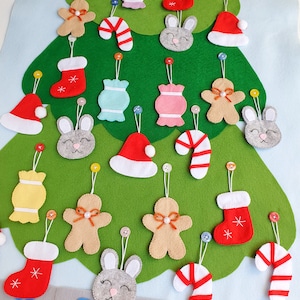 Christmas felt advent calendar, Christmas tree advent calendar, Kids advent calendar, Christmas countdown, Christmas wall hanging