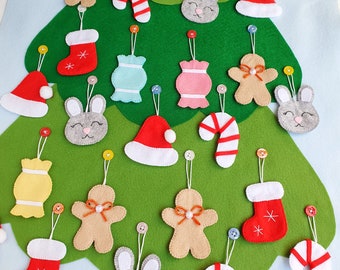 Christmas felt advent calendar, Christmas tree advent calendar, Kids advent calendar, Christmas countdown, Christmas wall hanging