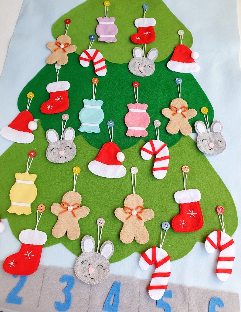 Christmas Felt Advent Calendar, Christmas Tree Advent Calendar, Kids