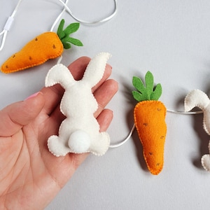 Easter Bunny and Carrot Garland, Felt Easter Garland, Rabbit Decor ...