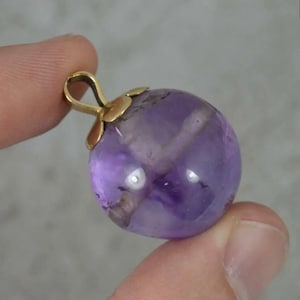 Antique Victorian large 9ct gold Amethyst cabochon orb/ball pendant
