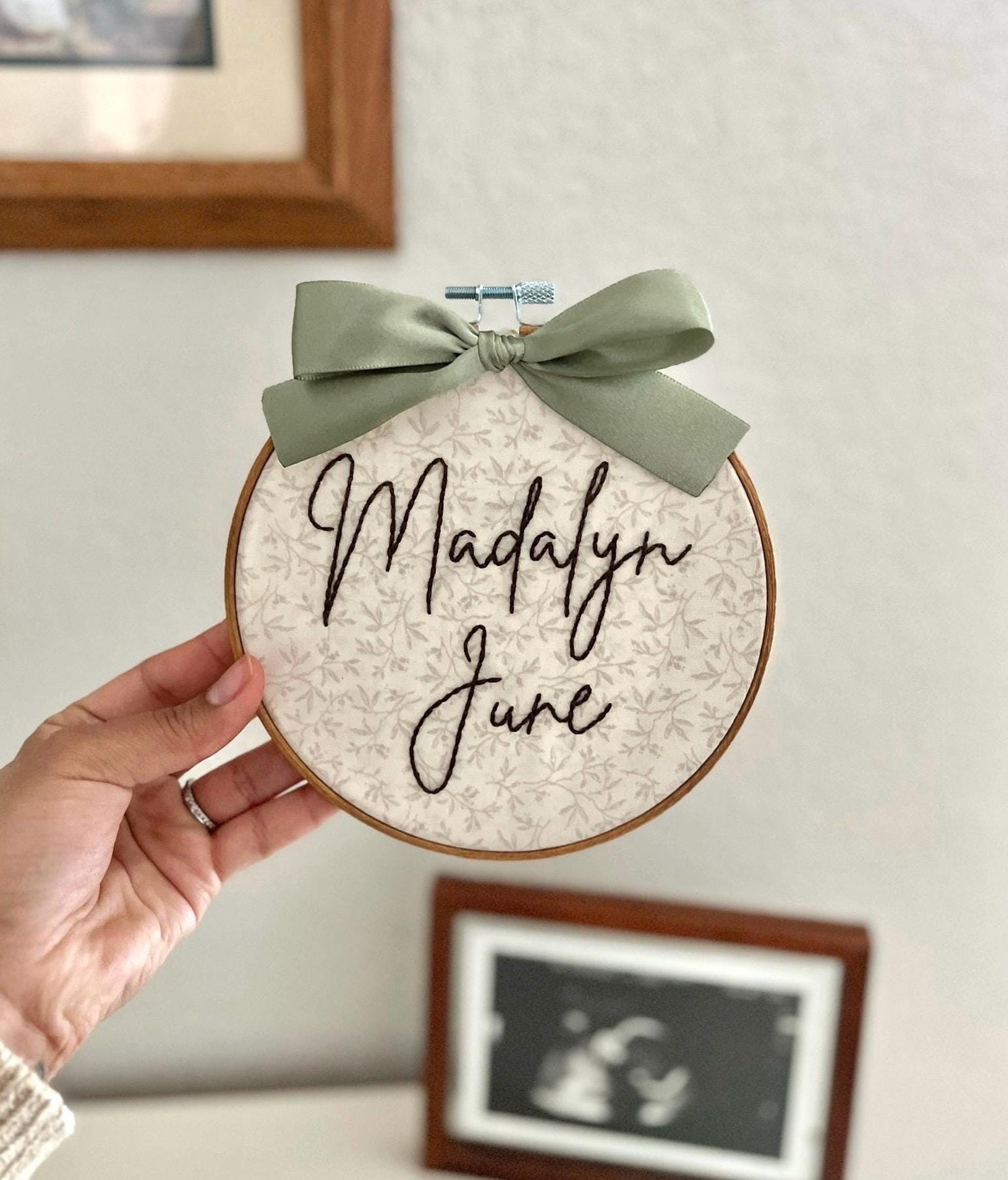 Cute, Custom Baby Name Announcement Sign, Hand Embroidered Name Hoop, Nursery Decor, Boy Name, Girl Name, Newborn, Baby Shower Gift