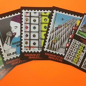 A5 Debrualising-Brutalismus Postkarten Druck 5er Set zum Preis von 4 Einzelnen Karten