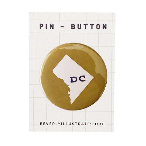 Minimal Washington DC Olive Pin Back Button