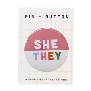 She / They Pronoun button pin  | Customize pronoun pin | Pronoun pin badge | back to school