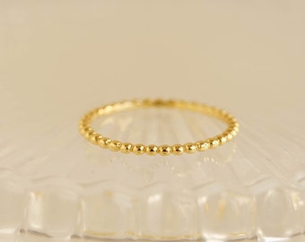 Bague superposition de perles, bague à pois plaquée or 18 carats, bague bulle minimaliste, bagues pour femmes empilables fines, bague boule fine, cadeau pour elle