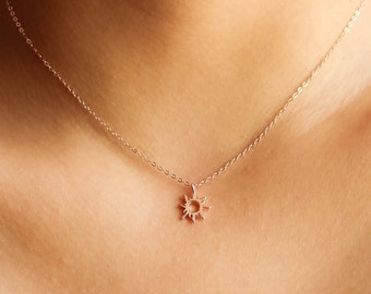 Tiny Sun ketting, Rose Gold Sun ketting, Sunshine ketting, sierlijke zon ketting, bruiloft ketting, bruidsmeisjes ketting