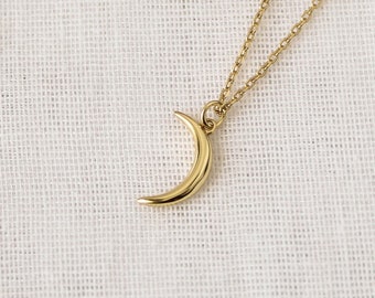 18k Gold Moon Necklace, Dainty Moon Necklace, Crescent Moon Necklace, Celestial Necklace, Gift For Women