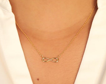 18k Gold Infinity Necklace, Infinity Symbol Necklace, Infinity Charm Necklace, Infinity Knot Necklace, Friendship Necklace, Gift For Her