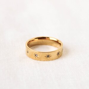 18k Gold Band Ring, Cz North Star Ring, Starburst Ring, Gold Star Ring, Polaris Ring, Statement Ring, Stacking Ring, Gift For Women image 4