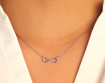 Infinity Necklace Silver, Infinity Symbol Necklace, Infinity Charm Necklace, Infinity Knot Necklace, Friendship Necklace, Sister Gift