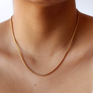 Gold Chain Necklace, 18k Gold Plated Twist Chain, Layering Necklace, Rope Chain Necklace, Twist Necklace, Gold Rope Chain, Thin Gold Chain