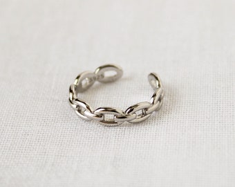 Silver Chain Ring, Cuban Ring, Sterling Silver Ring, Adjustable Chain Ring, Stacking Ring, Minimalist Ring, Cuban Link Ring, Gift For Her